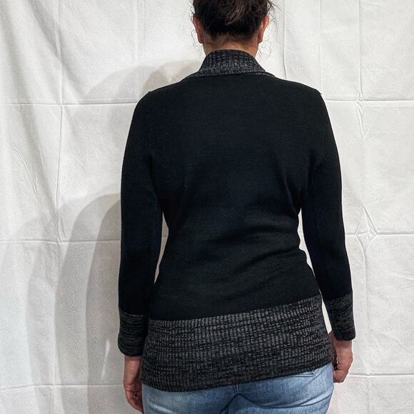 Venus Black Open Front Buckle Cardigan Sz M - Picture 11 of 13